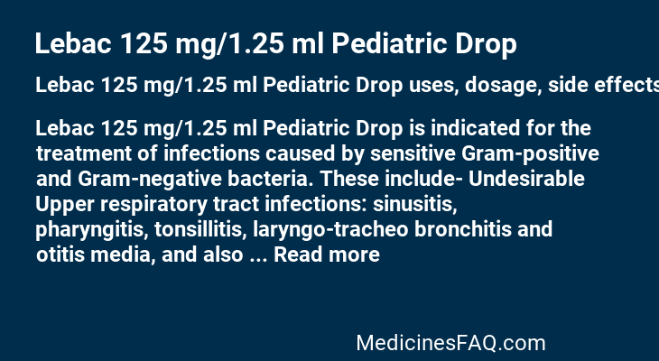 Lebac 125 mg/1.25 ml Pediatric Drop