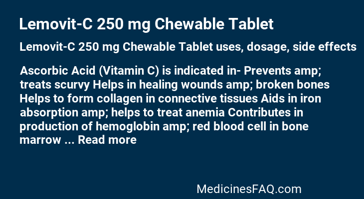 Lemovit-C 250 mg Chewable Tablet