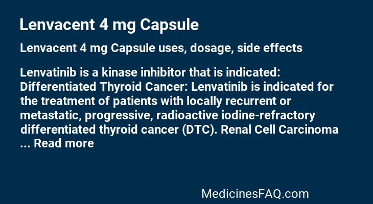 Lenvacent 4 mg Capsule