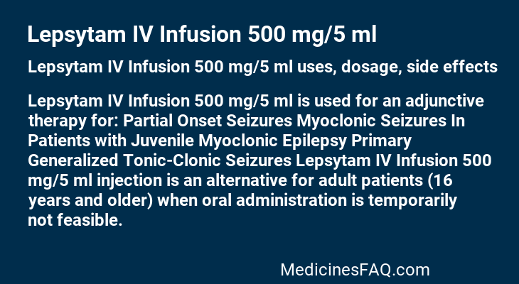 Lepsytam IV Infusion 500 mg/5 ml