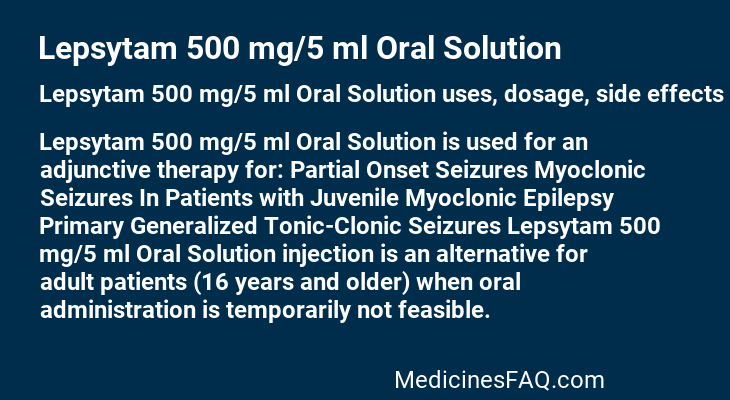 Lepsytam 500 mg/5 ml Oral Solution