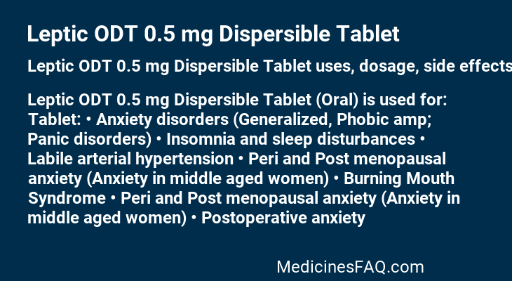 Leptic ODT 0.5 mg Dispersible Tablet