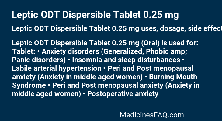 Leptic ODT Dispersible Tablet 0.25 mg