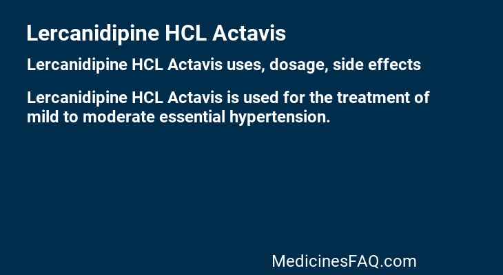 Lercanidipine HCL Actavis
