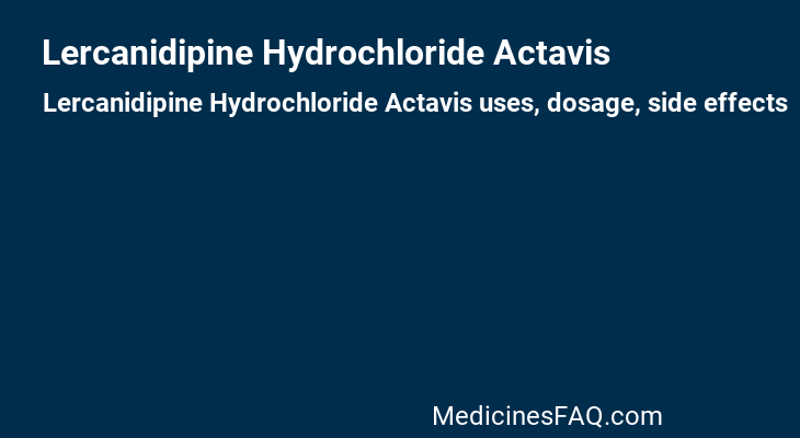 Lercanidipine Hydrochloride Actavis