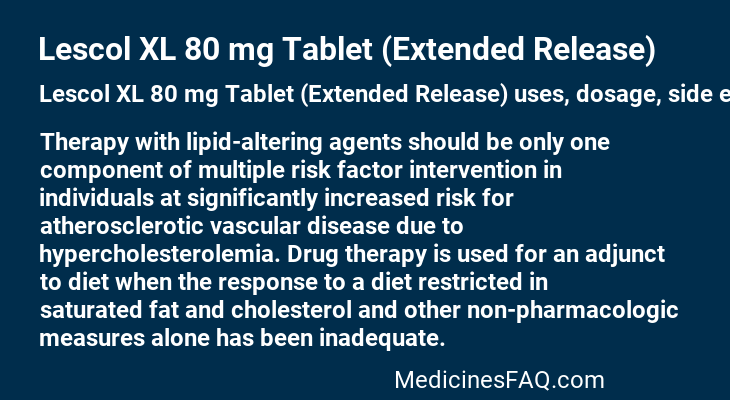 Lescol XL 80 mg Tablet (Extended Release)