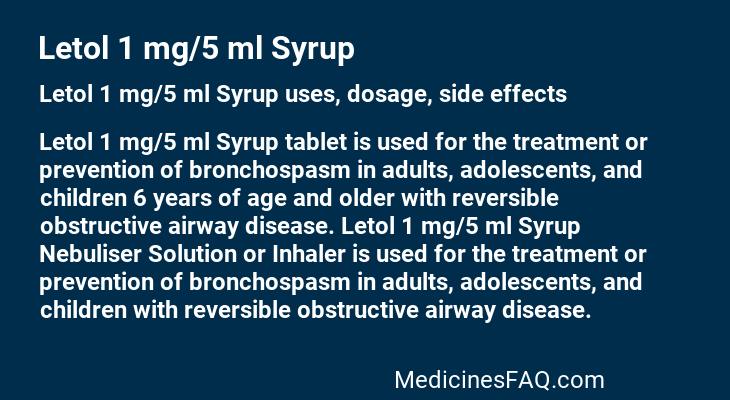 Letol 1 mg/5 ml Syrup