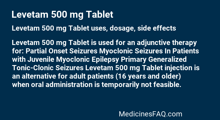 Levetam 500 mg Tablet