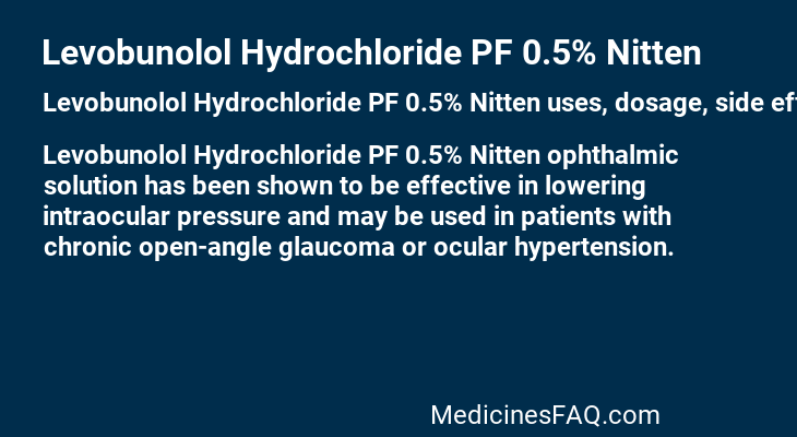 Levobunolol Hydrochloride PF 0.5% Nitten
