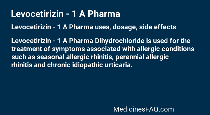 Levocetirizin - 1 A Pharma