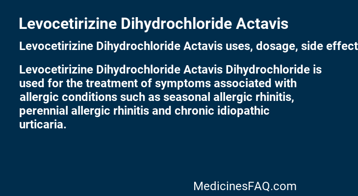 Levocetirizine Dihydrochloride Actavis
