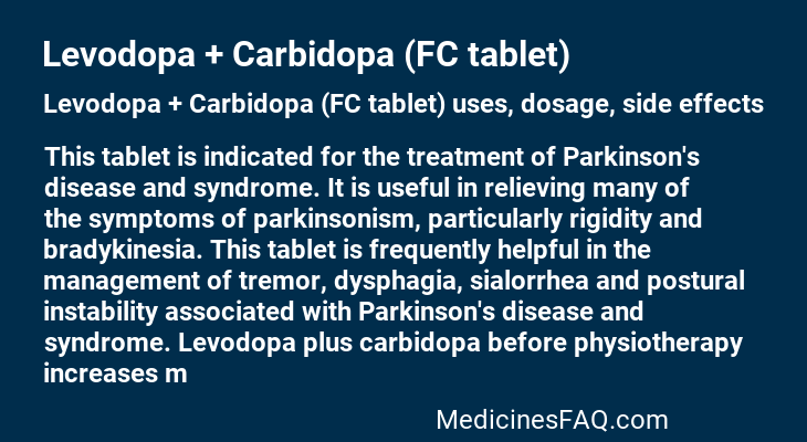 Levodopa + Carbidopa (FC tablet)