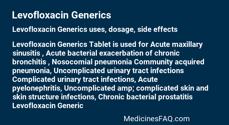 Levofloxacin Generics