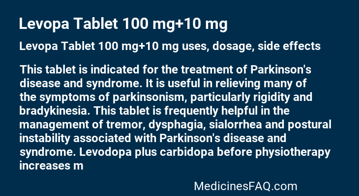 Levopa Tablet 100 mg+10 mg