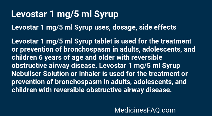 Levostar 1 mg/5 ml Syrup