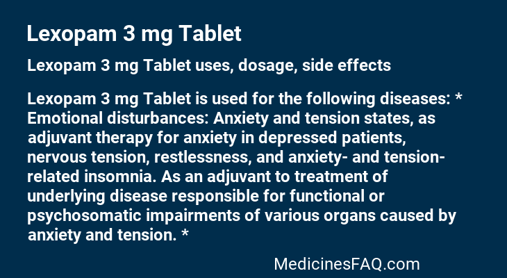 Lexopam 3 mg Tablet