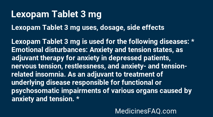 Lexopam Tablet 3 mg