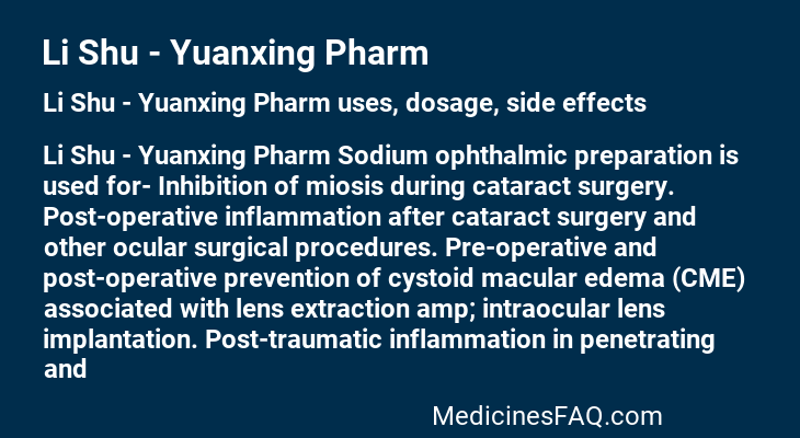 Li Shu - Yuanxing Pharm