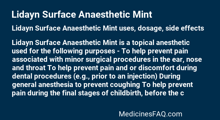 Lidayn Surface Anaesthetic Mint