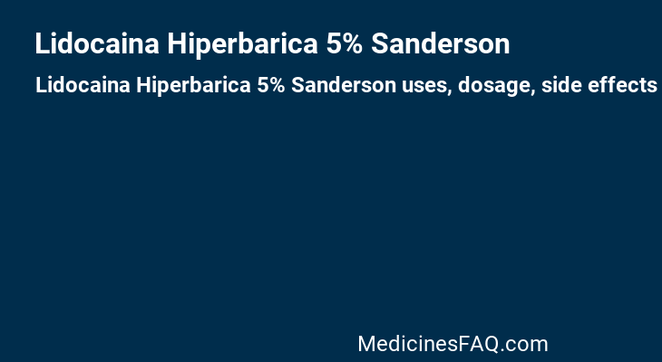 Lidocaina Hiperbarica 5% Sanderson