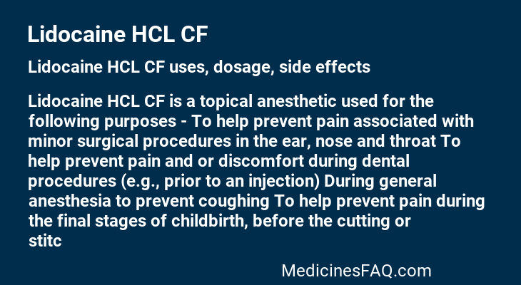 Lidocaine HCL CF