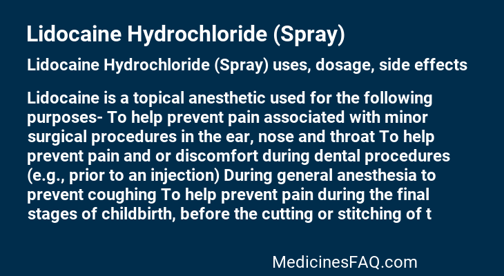 Lidocaine Hydrochloride (Spray)