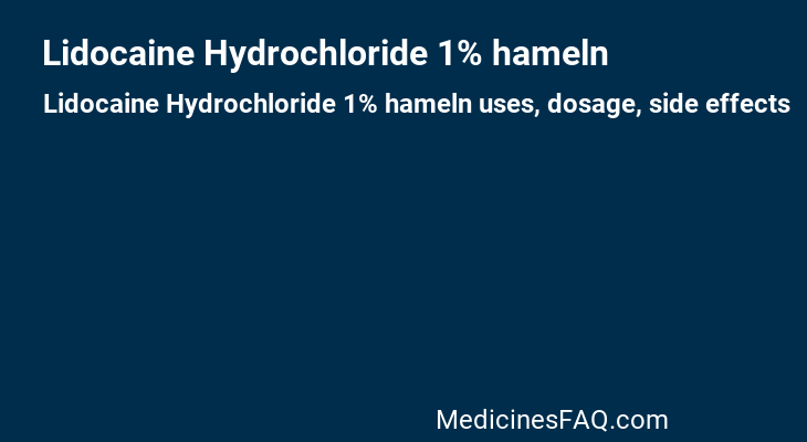 Lidocaine Hydrochloride 1% hameln