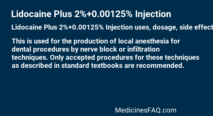 Lidocaine Plus 2%+0.00125% Injection