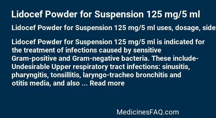 Lidocef Powder for Suspension 125 mg/5 ml