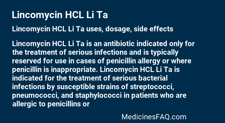 Lincomycin HCL Li Ta