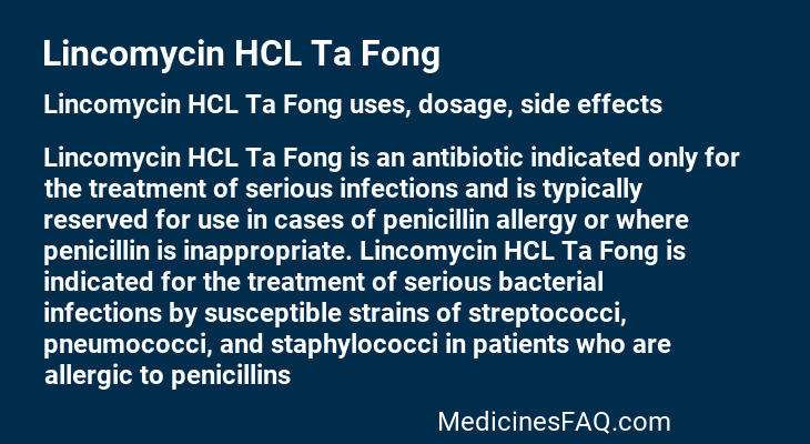 Lincomycin HCL Ta Fong