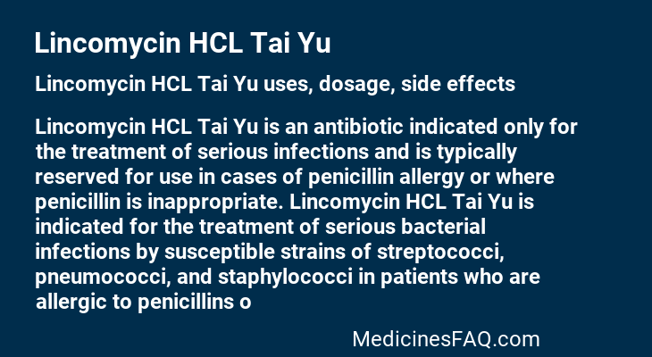 Lincomycin HCL Tai Yu