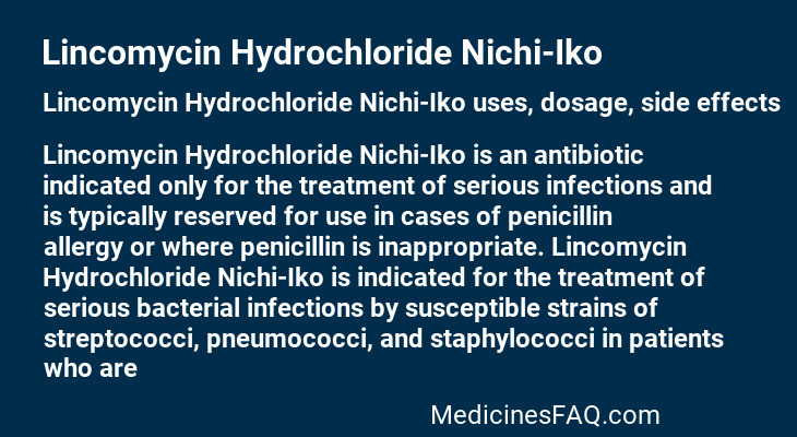 Lincomycin Hydrochloride Nichi-Iko