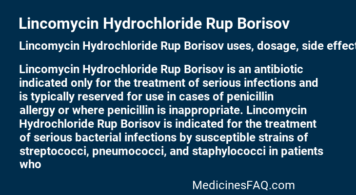 Lincomycin Hydrochloride Rup Borisov