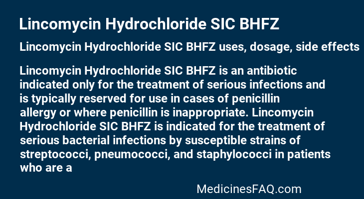 Lincomycin Hydrochloride SIC BHFZ