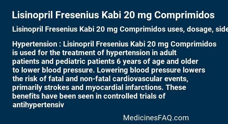 Lisinopril Fresenius Kabi 20 mg Comprimidos