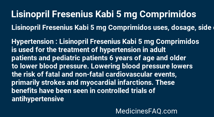 Lisinopril Fresenius Kabi 5 mg Comprimidos