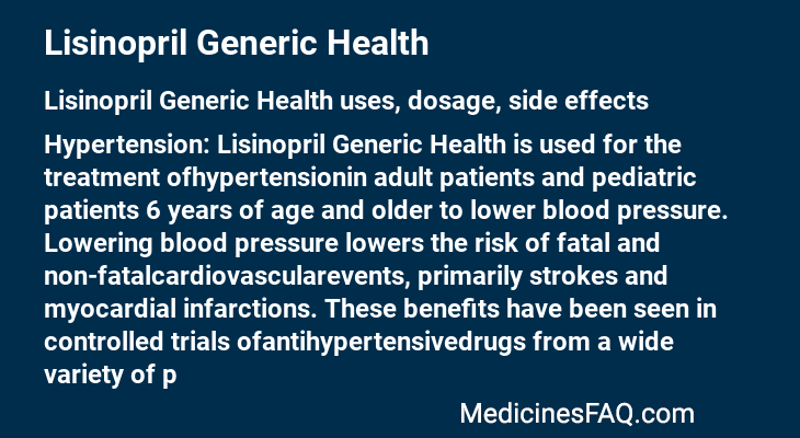 Lisinopril Generic Health