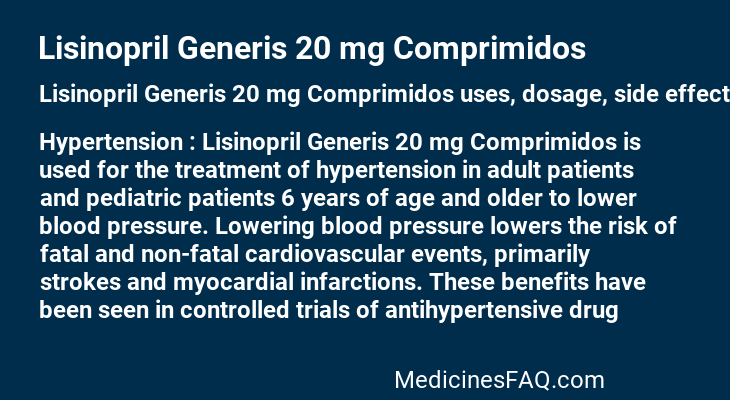 Lisinopril Generis 20 mg Comprimidos