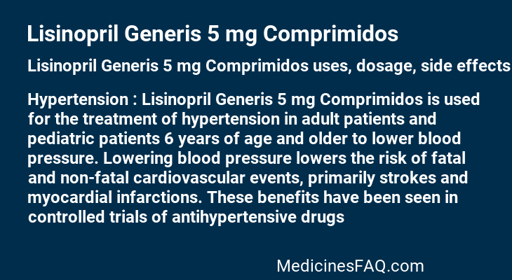 Lisinopril Generis 5 mg Comprimidos