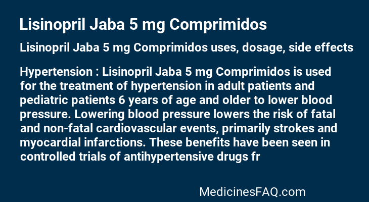 Lisinopril Jaba 5 mg Comprimidos