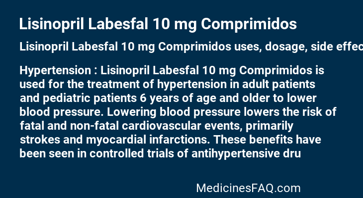 Lisinopril Labesfal 10 mg Comprimidos