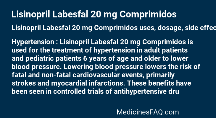 Lisinopril Labesfal 20 mg Comprimidos