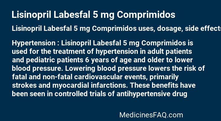 Lisinopril Labesfal 5 mg Comprimidos