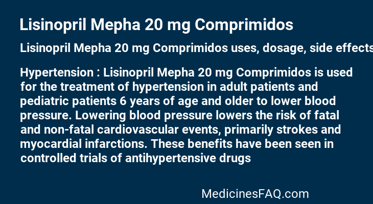 Lisinopril Mepha 20 mg Comprimidos