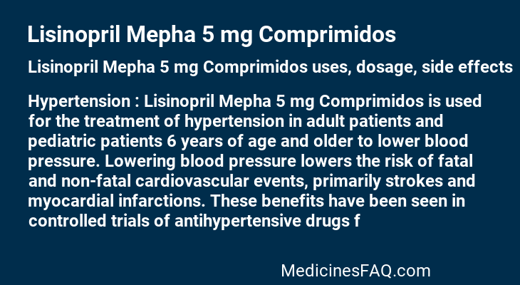 Lisinopril Mepha 5 mg Comprimidos