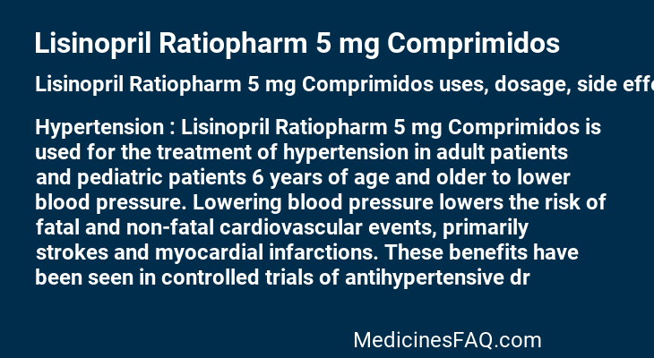 Lisinopril Ratiopharm 5 mg Comprimidos