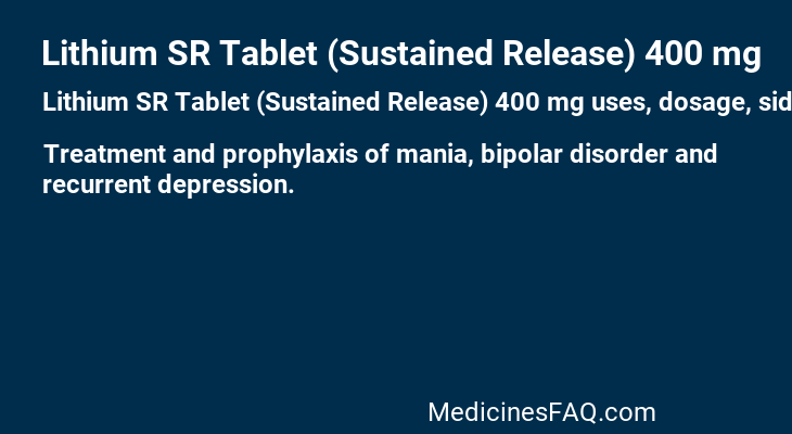 Lithium SR Tablet (Sustained Release) 400 mg