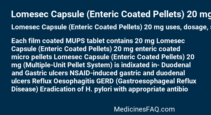 Lomesec Capsule (Enteric Coated Pellets) 20 mg