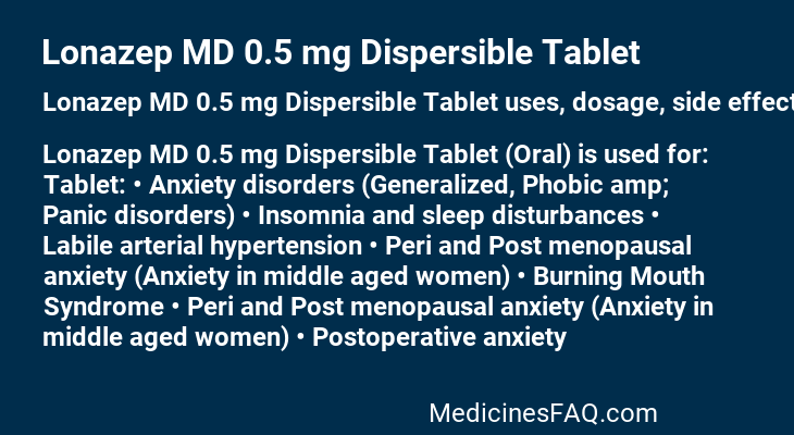 Lonazep MD 0.5 mg Dispersible Tablet